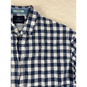 Scotch Soda Mens Long Sleeve Gingham Check Button Down Shirt Large Blue White‎